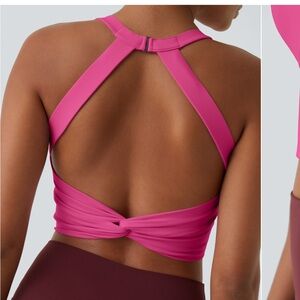 Halara SoftlyZero Plush Backless Cut Out Twisted Crop Yoga Tank Top